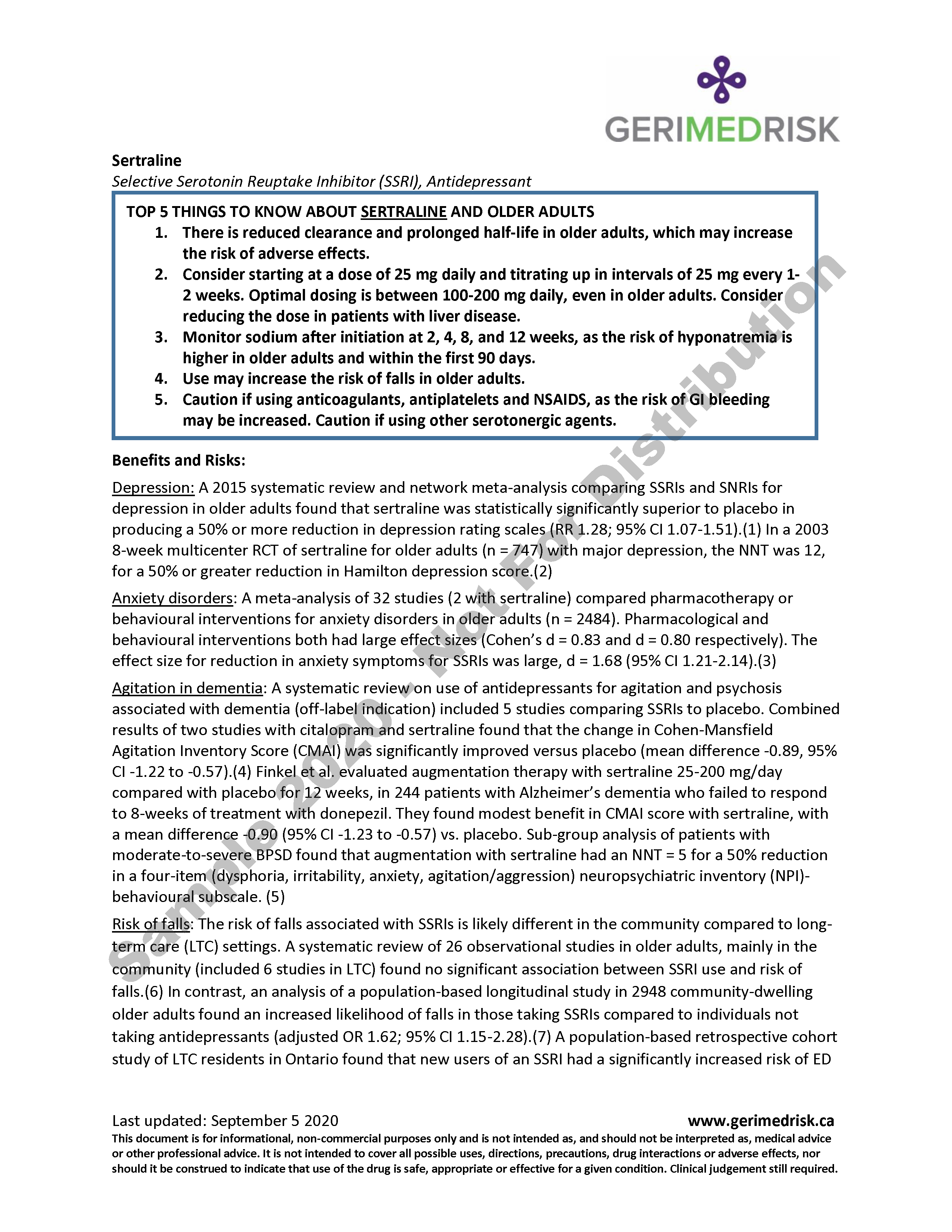 Sample drug summary